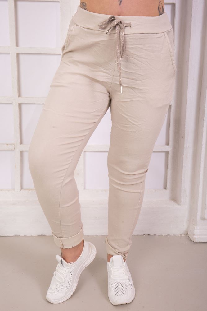 Plain Glitter Drawstring Trouser