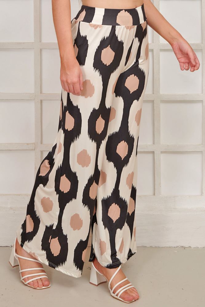 Abstract Print Wide Leg Palazzo