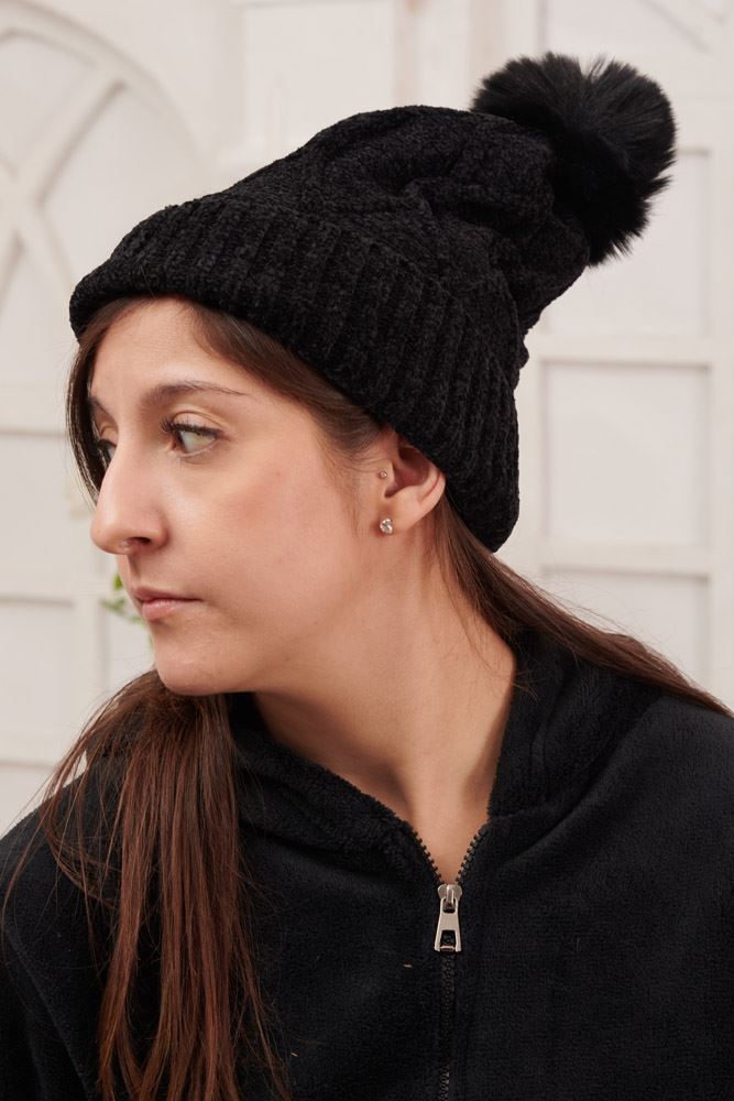 Marl Textured Pom Pom Beanie Hat