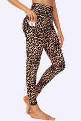 Brown Leopard Print Gym Pocket Leggings