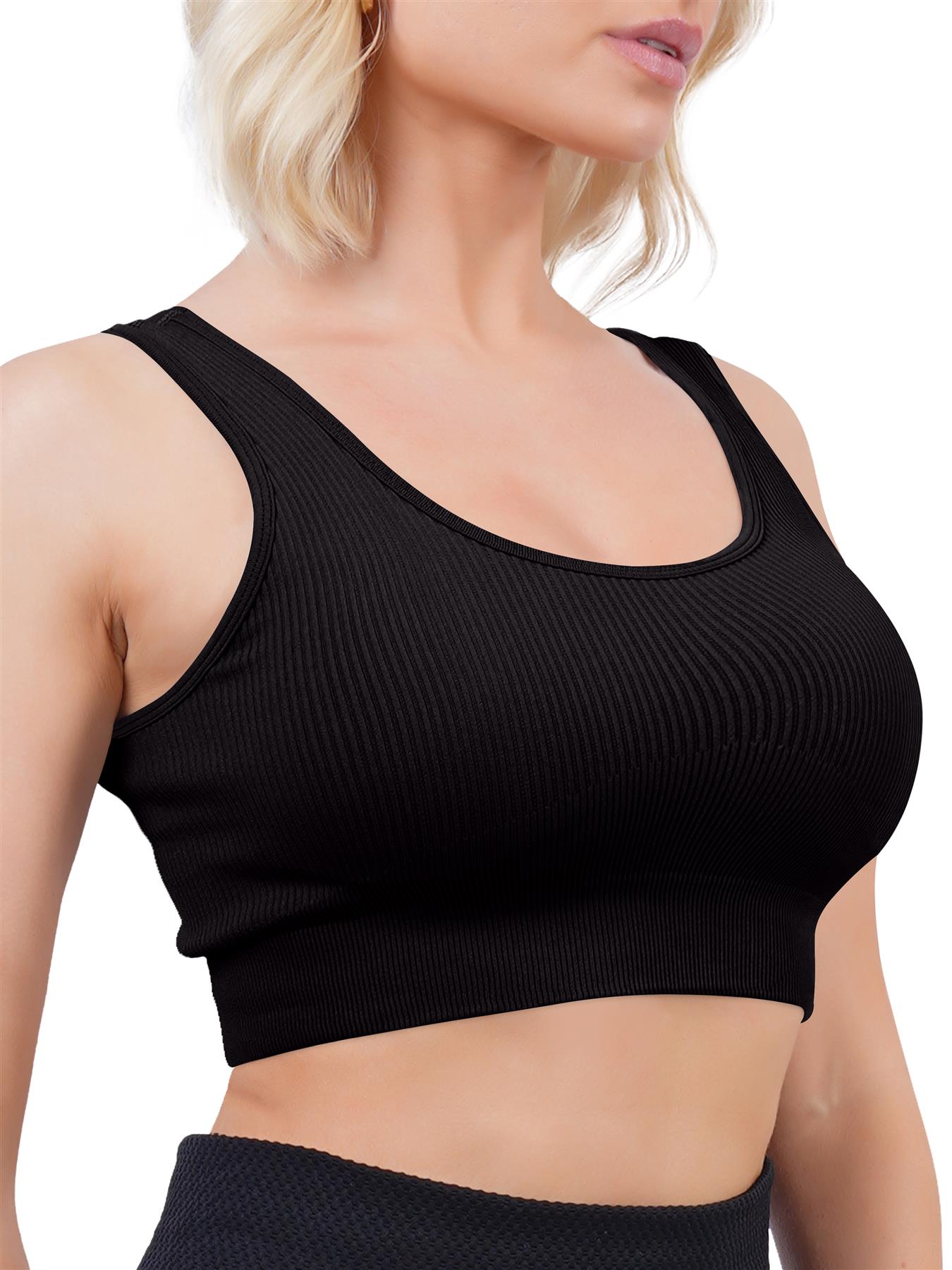 Plain Seamless Ribbed Gym Bra