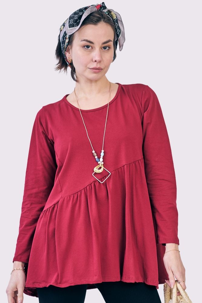 Plain Pleated Tiered Necklace Cotton Top