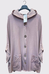 Button Up Hooded Pocket Jacket