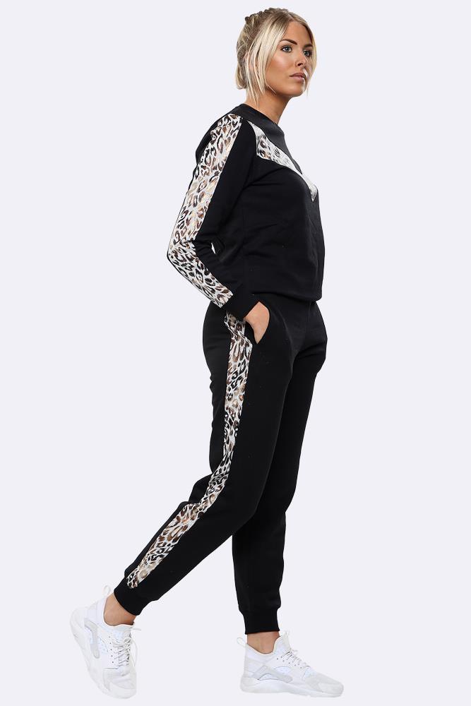 Leopard Print Side Panel Loungwear Tracksuit