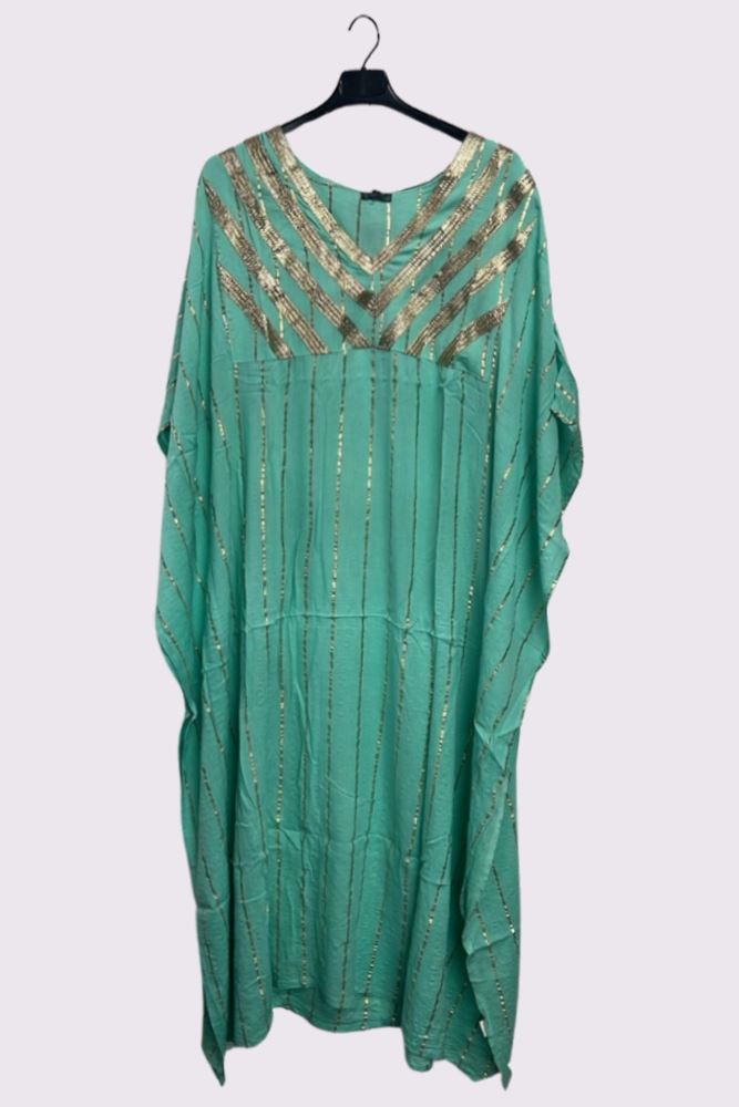 Gold Metallic Splash Stripe Overfit Kaftan