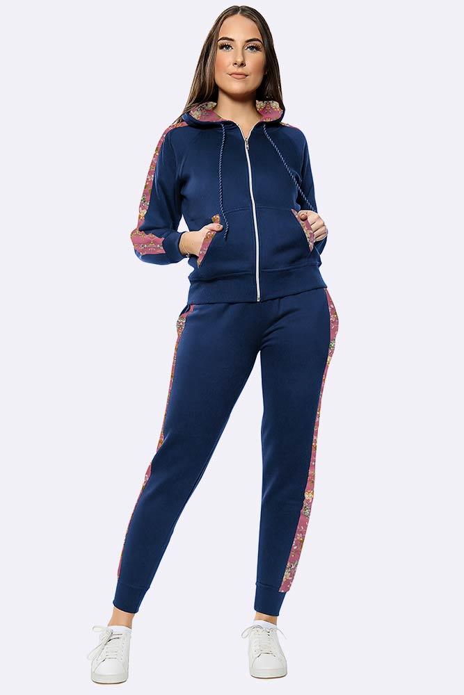 Floral Side Panel Fleece Tracksuit