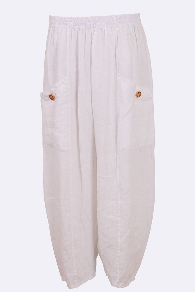 Linen Wide Leg Pocket Trousers