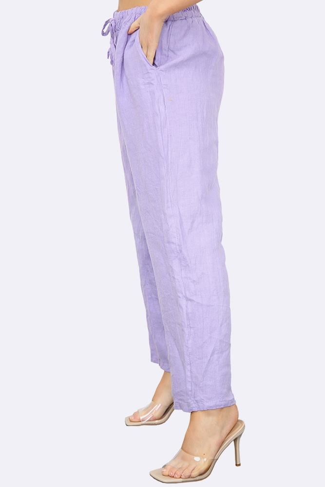 Italian Wide Leg Elasticated Waist Linen Trousers