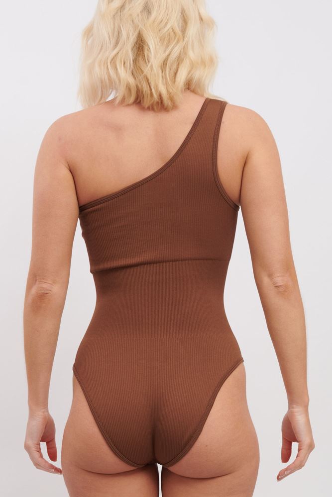 Plain Ribbed Padded Nylon Bodysuit