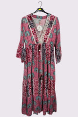 Multi Print Bohemian Maxi Style Dress