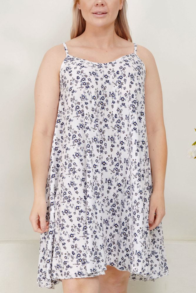 Floral Print Flared Viscose Dress