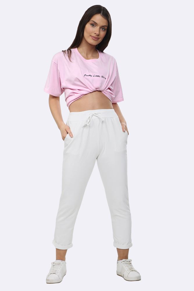 Lily-rose Italian Plain Drawstring Pocket Trousers