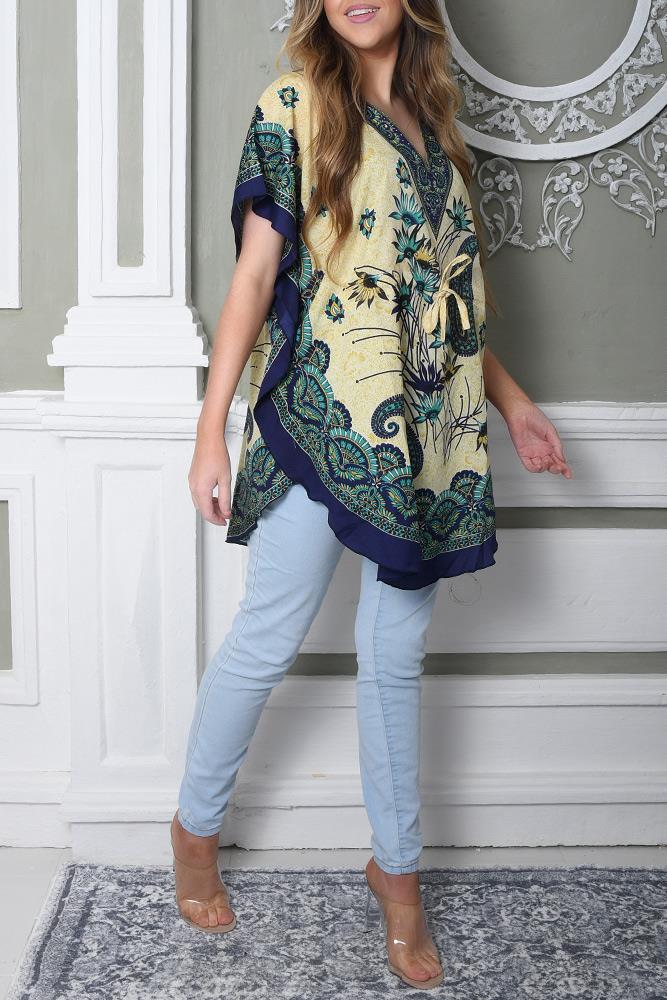 Textured Print Polyester Kaftan