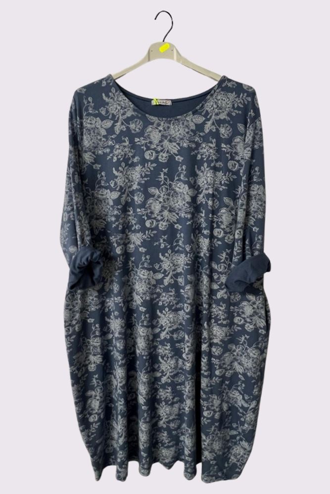 Floral Print Baggy Long Style Cotton Dress