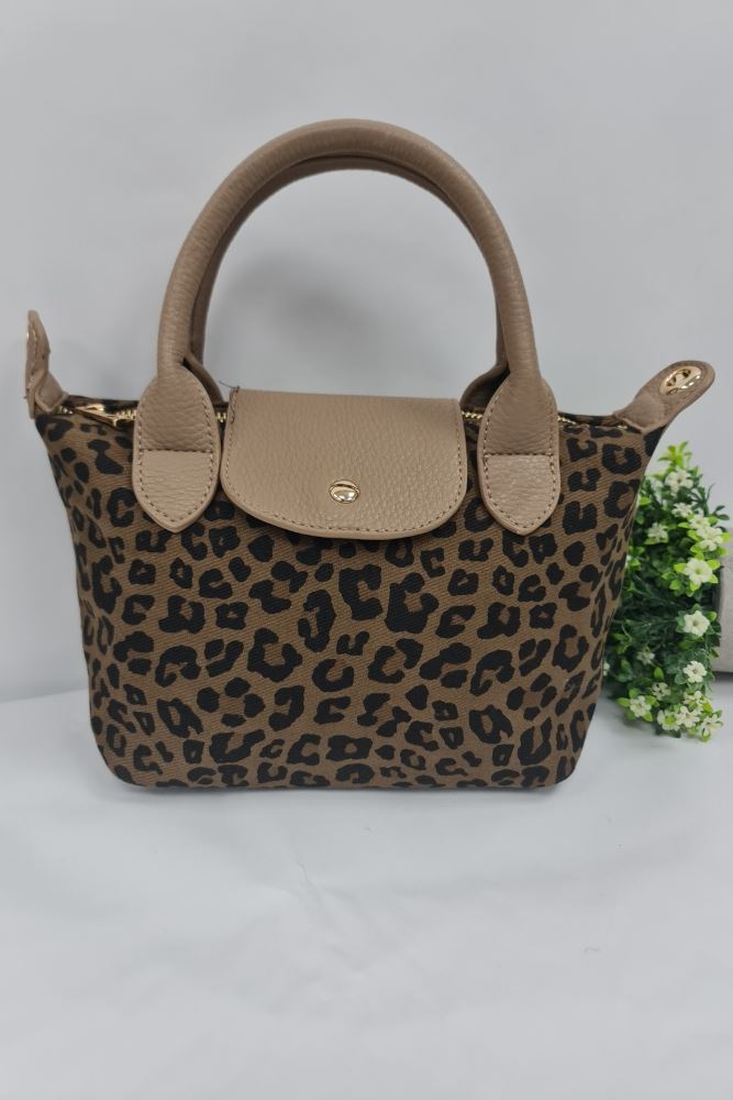 Leopard Pattern Two Handle Shoulder Bag