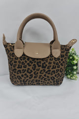 Leopard Pattern Two Handle Shoulder Bag