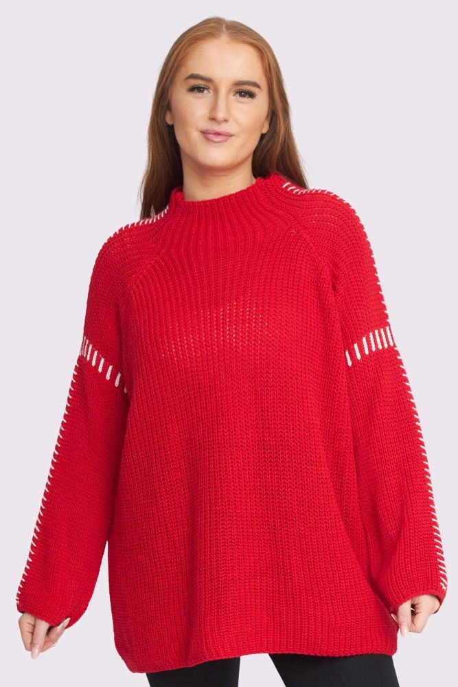 Shoulder Sleeve Stitch Design Knit Style Oversized Jumper