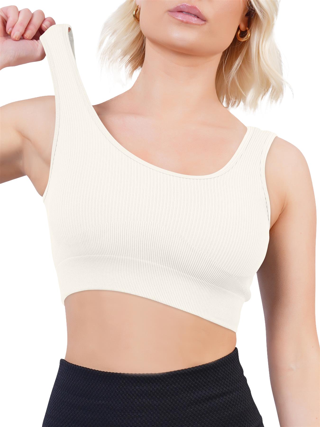 Plain Seamless Ribbed Gym Bra