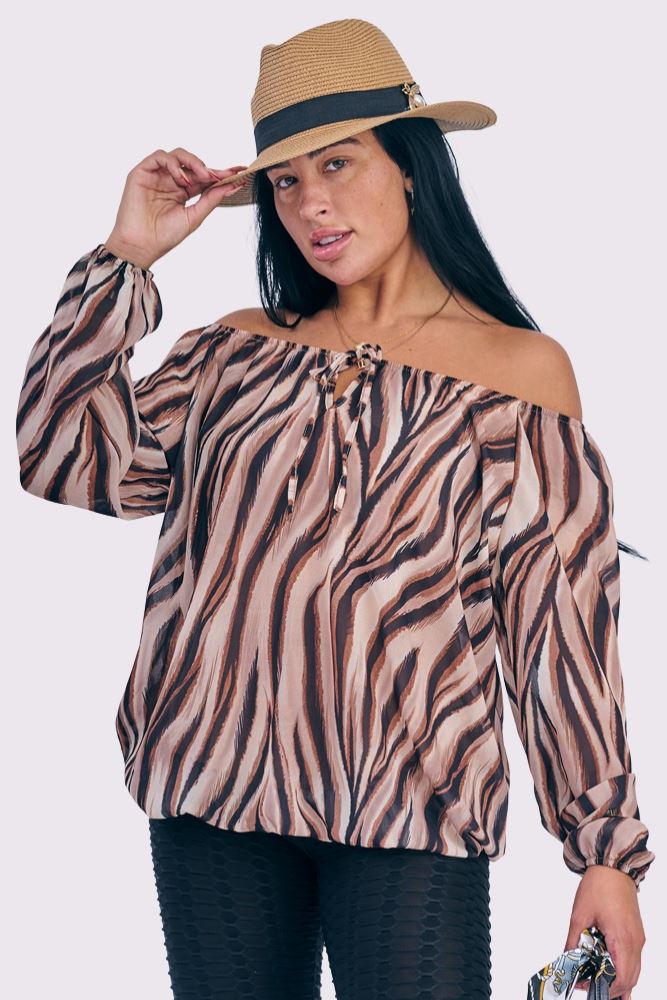 Zebra Print Oversized Tunic Top