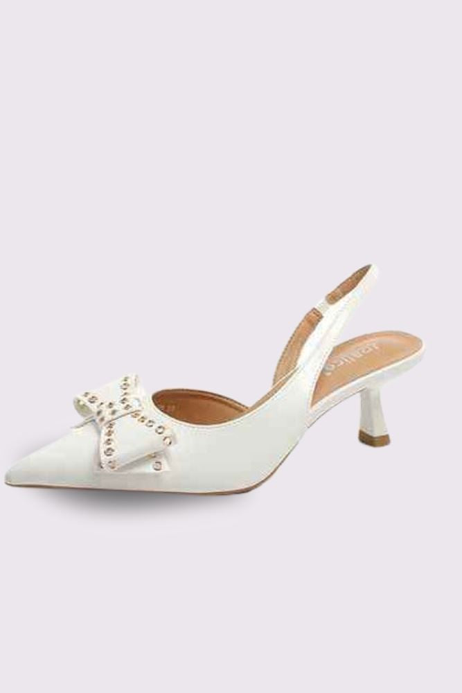 Bow Detail Pointed Toe Pencil Heel Sandal