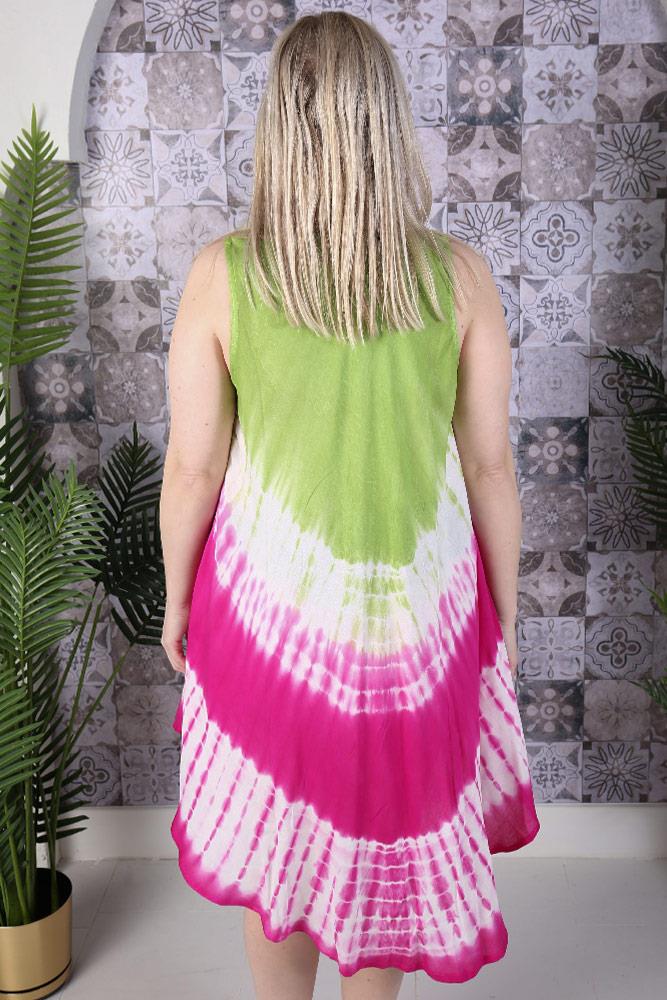 Tie Dye Print Sleeveless Umbrella Dress