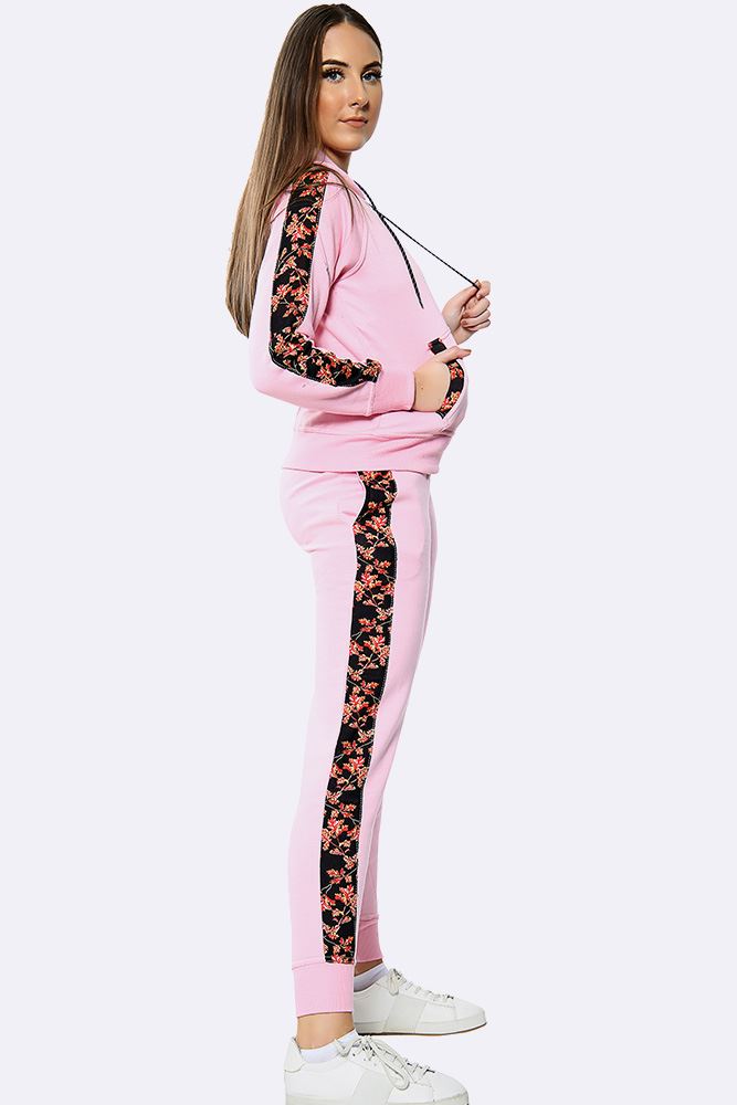 Floral Side Panel Fleece Tracksuit