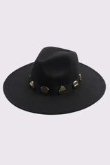 Metal Stone Belt Embellishment Fedora Hat