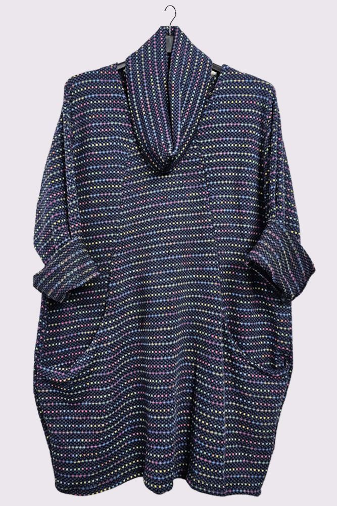 Multi-Colour Stripe Snood Scarf Dress