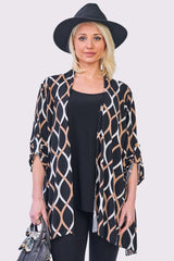 Abstract Multi Print Open Front Cardigan