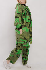 Camouflage Print Drawstring Hem Cotton Co-Ord