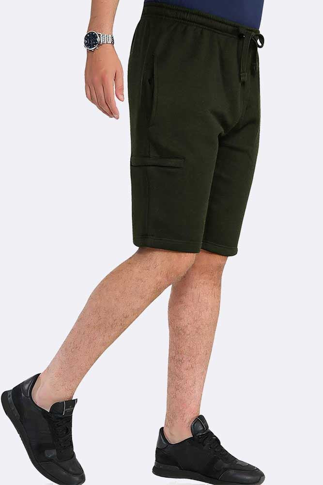 Men Drawcord Side Zipper Plain Shorts