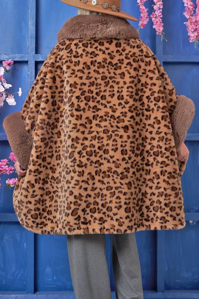 Leopard Print Faux Fur Cardigan