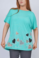 Sequin Diamante Heart Pattern Top