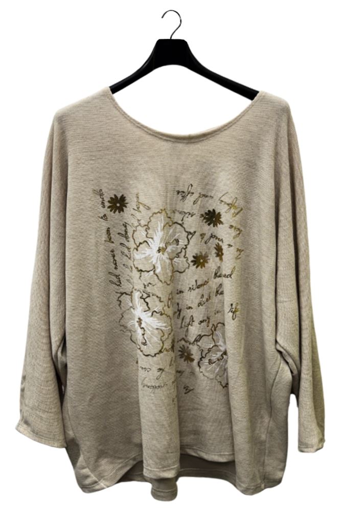 Foil Flower Pattern Tunic Top