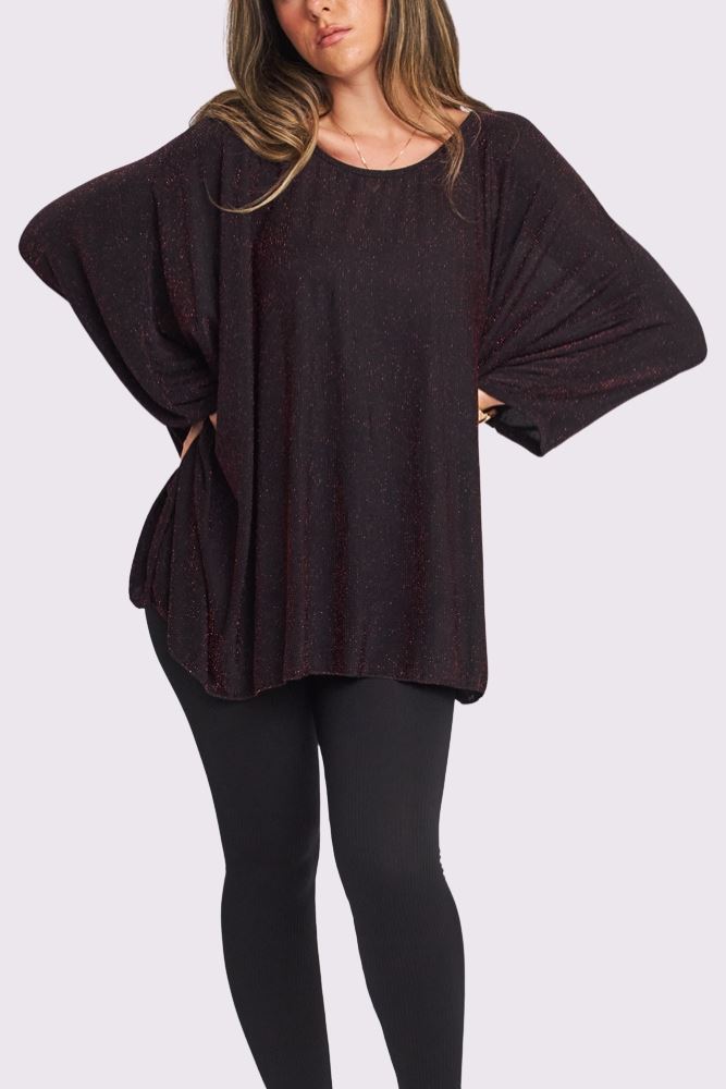 Glitter Oversized Batwing Top