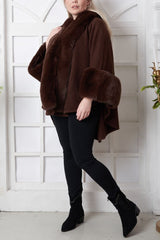 Plain Faux Fur Poncho