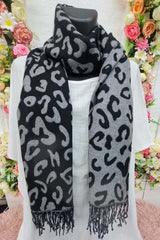 Leopard Print Corduroy Tassel Scarves