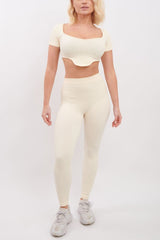 Ribbed V Detail Hem Seamless Crop Top Co-Ord Set