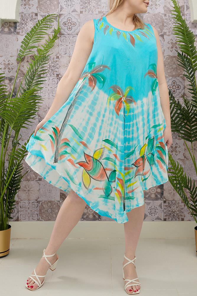 Flower Print Umbrella Rayon Dress