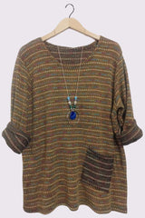 Multicolour Stitch Pockets Necklace Top
