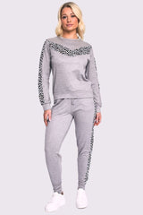 Leopard Print Side Panel Loungwear Tracksuit