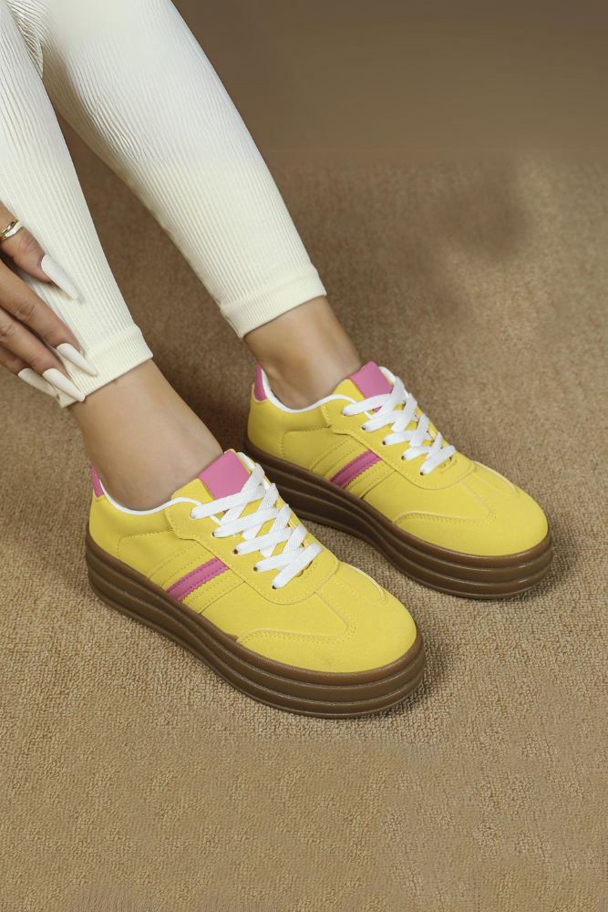 Two Tone Lined Breathable Lace Up Sneakers