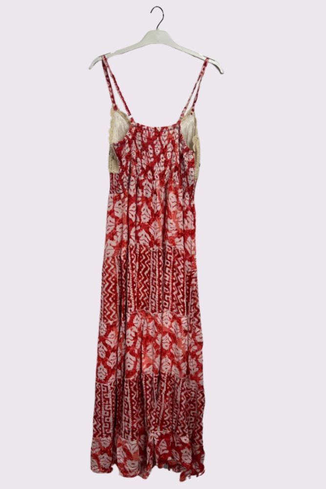 Tie Dye Geometric Print Bohemian Maxi Sleeveless Style Dress