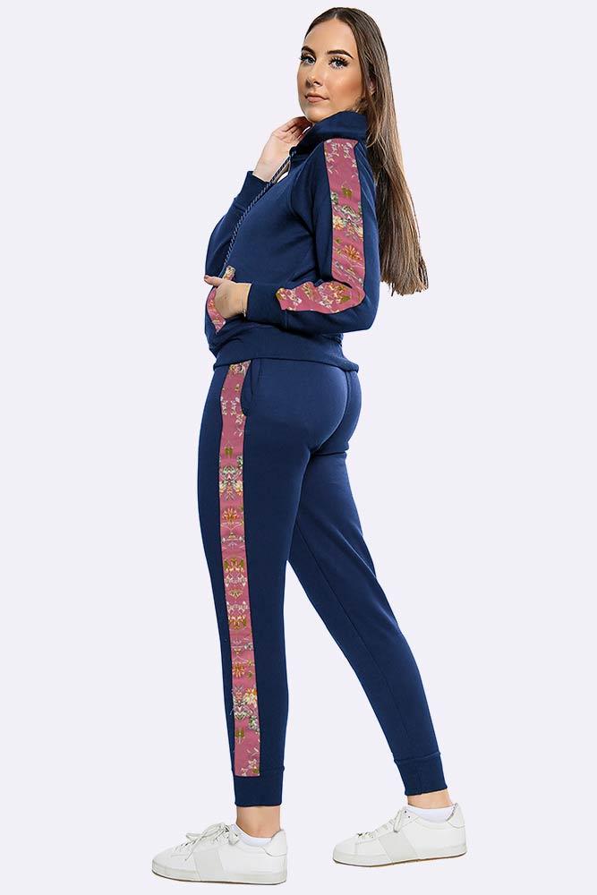 Floral Side Panel Fleece Tracksuit