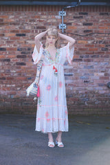 Multicoloured Geometric Flower Print Bohemian Maxi Style Dress