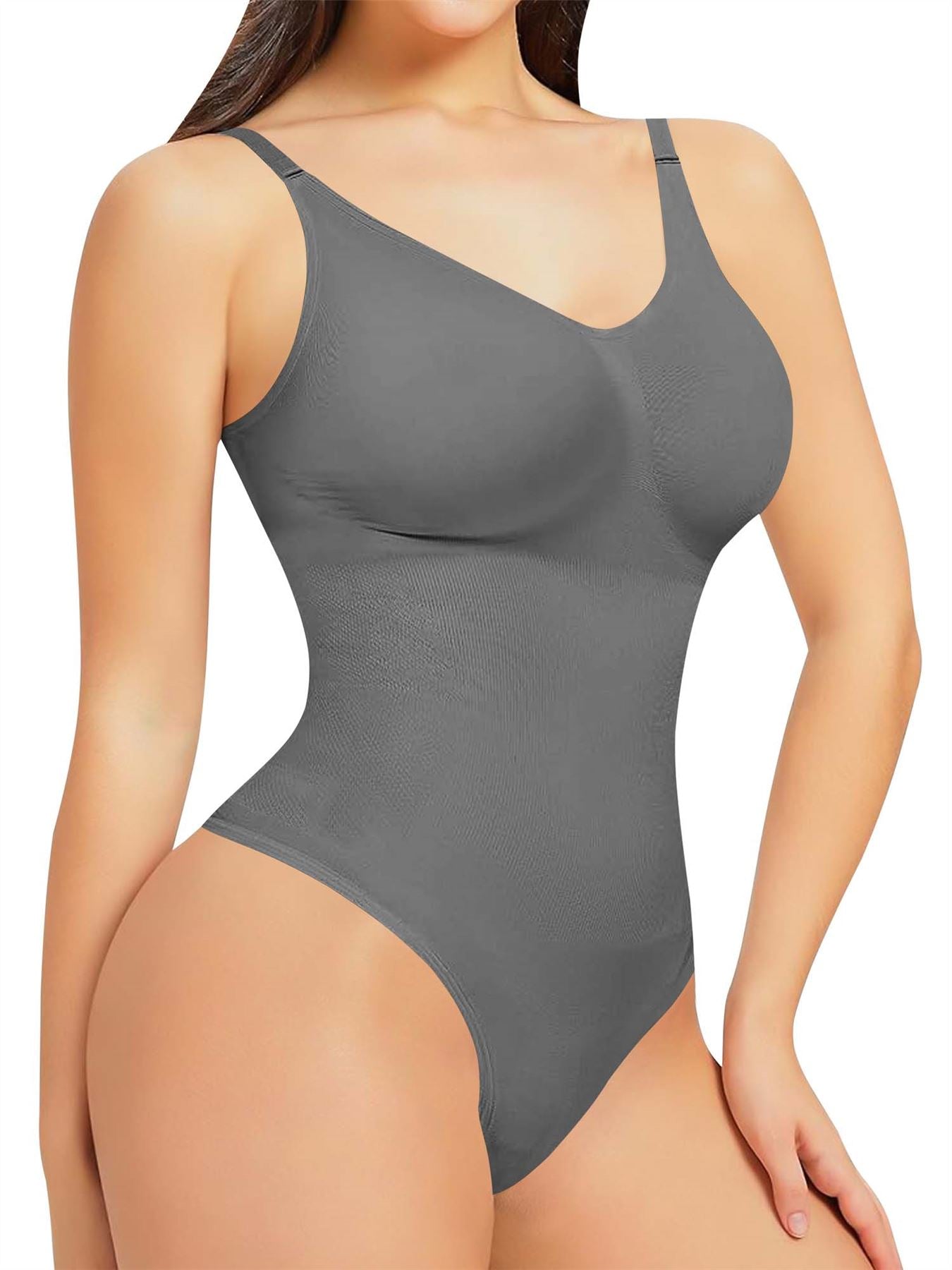 Plain Strappy Seamless Ribbed Nylon Bodysuit