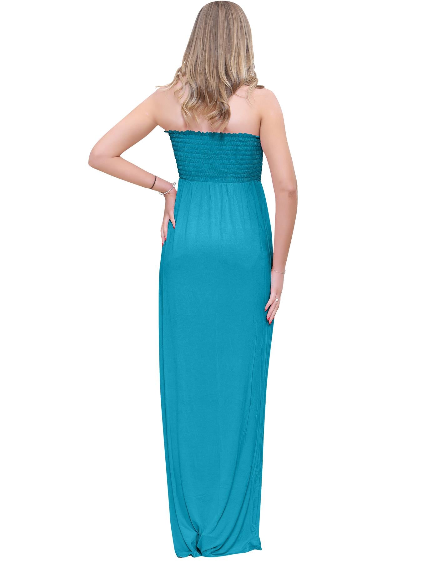 Plain Strapless Sheering Maxi Dress