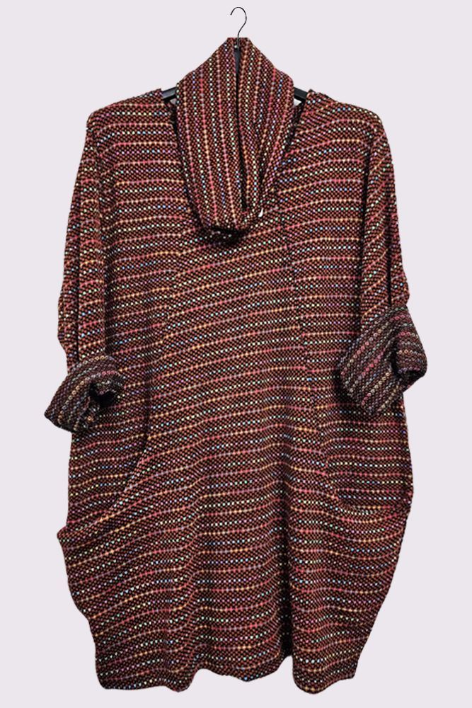 Multi-Colour Stripe Snood Scarf Dress