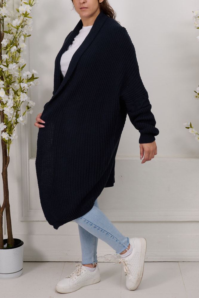 Plain Long Knit Acrylic Cardigan