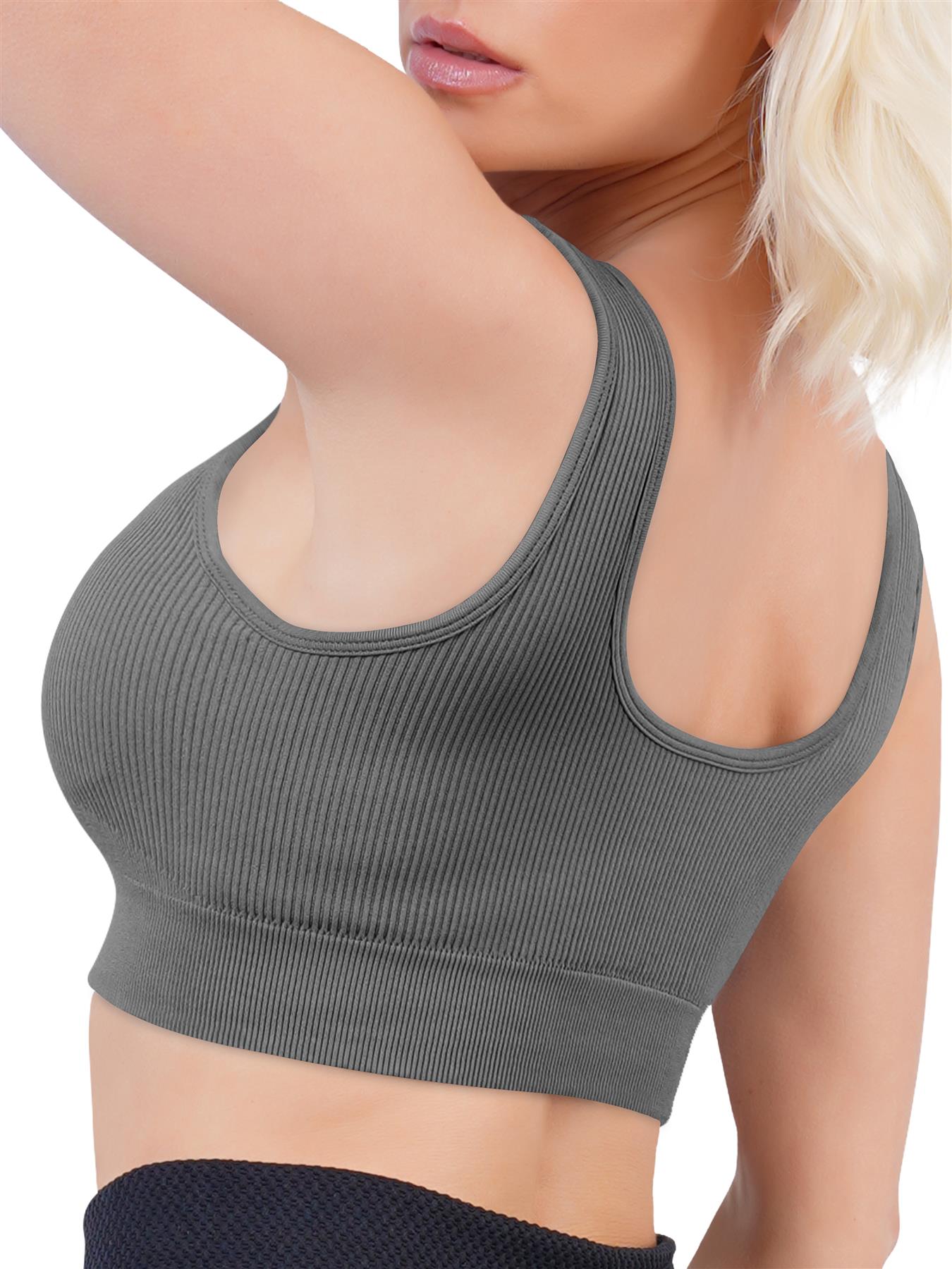 Plain Seamless Ribbed Gym Bra